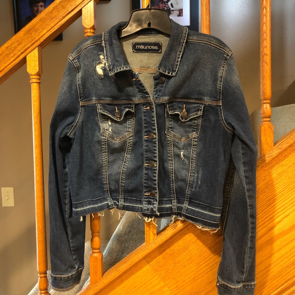 Maurices cropped denim jacket.